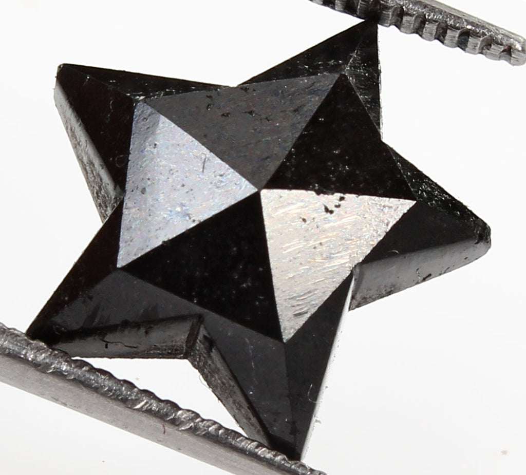 4.3 Carats 100% Natural Polished Star Shape Loose Earth Mined Black Diamond~12mm