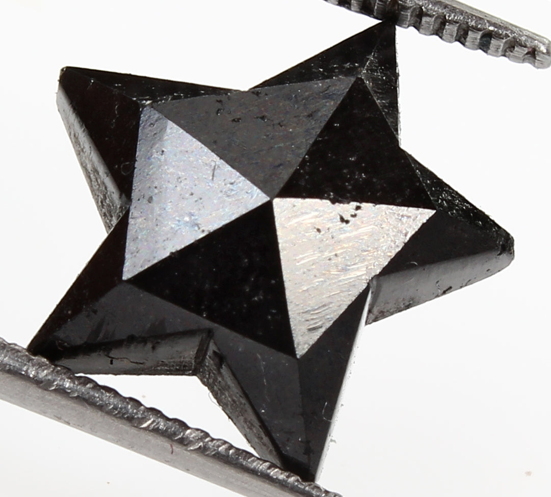 4.3 Carats 100% Natural Polished Star Shape Loose Earth Mined Black Diamond~12mm