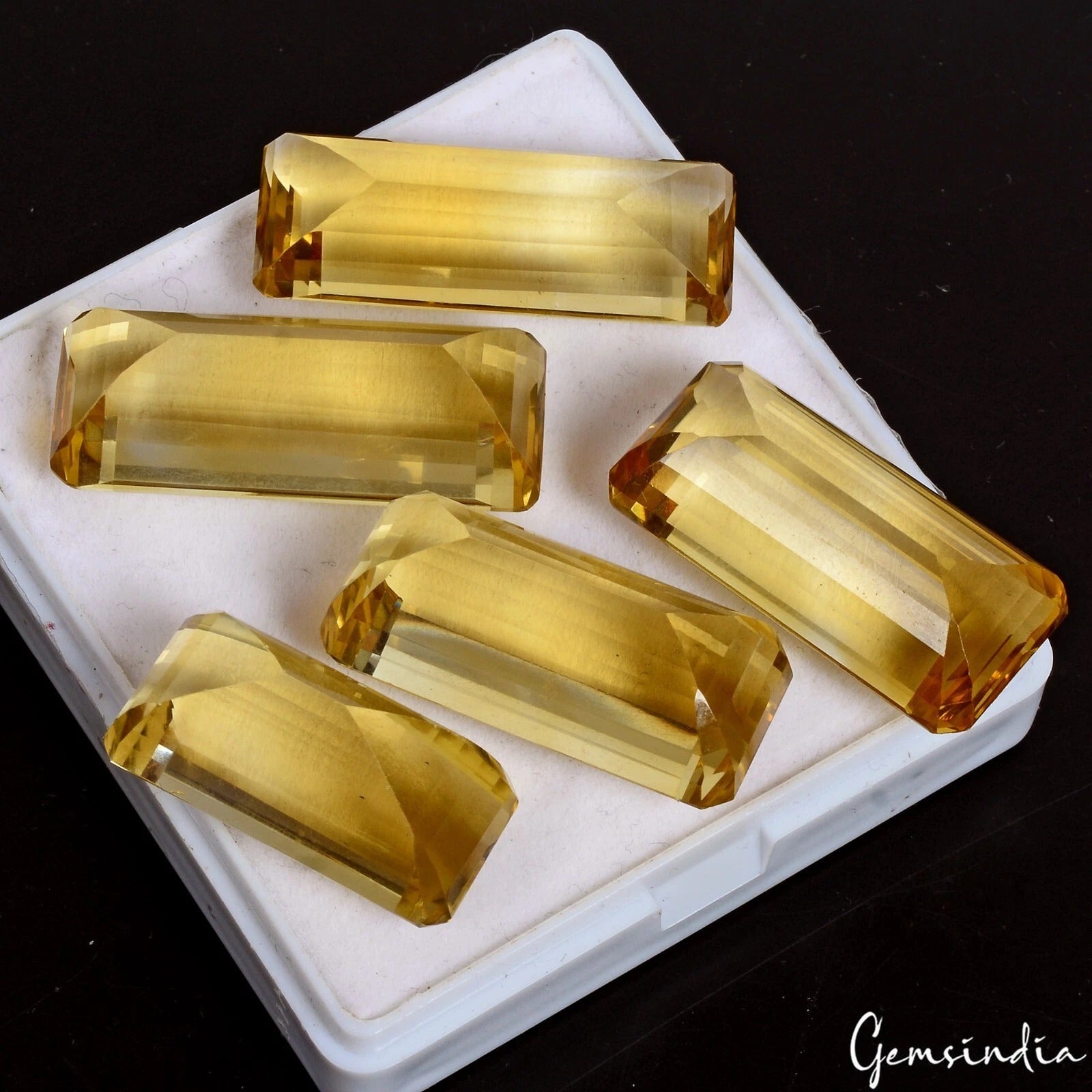 Citrine Lot, Loose Gemstone, Octagon Faceted Cut, Untreated — 5 Pieces, 26mm to 34mm, 215 Ct
