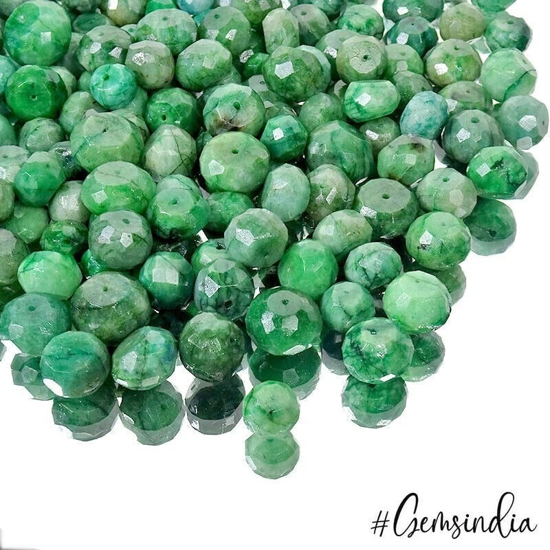 Emerald Beaded Strand, Round Faceted, Color Enhanced — 206 Pieces, 9mm, 3000 Ct, Brazil