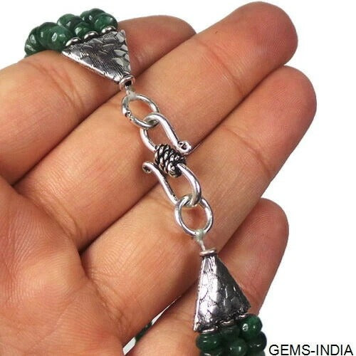 600 Ct Natural Untreated Sakota Mine Emerald Beads 3 Strand Handmade Jewelry Set