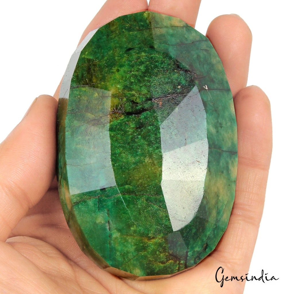 1440 Ct Natural Green Brazilian Emerald Oval Faceted Earth Mined Loose Gemstone