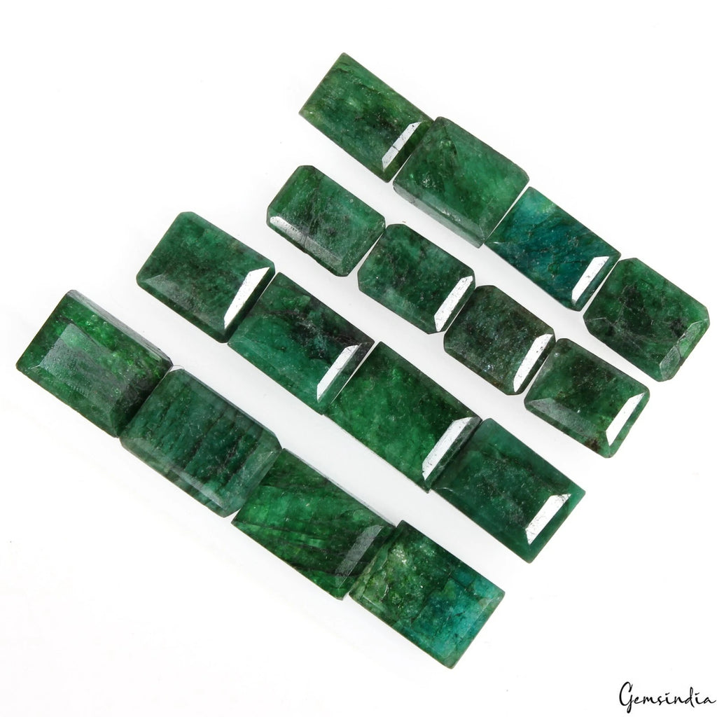 Emerald Lot, Loose Gemstone, Color Enhanced, Green — 16 Pieces, 13mm to 19mm, 290.00 Ct, Brazil