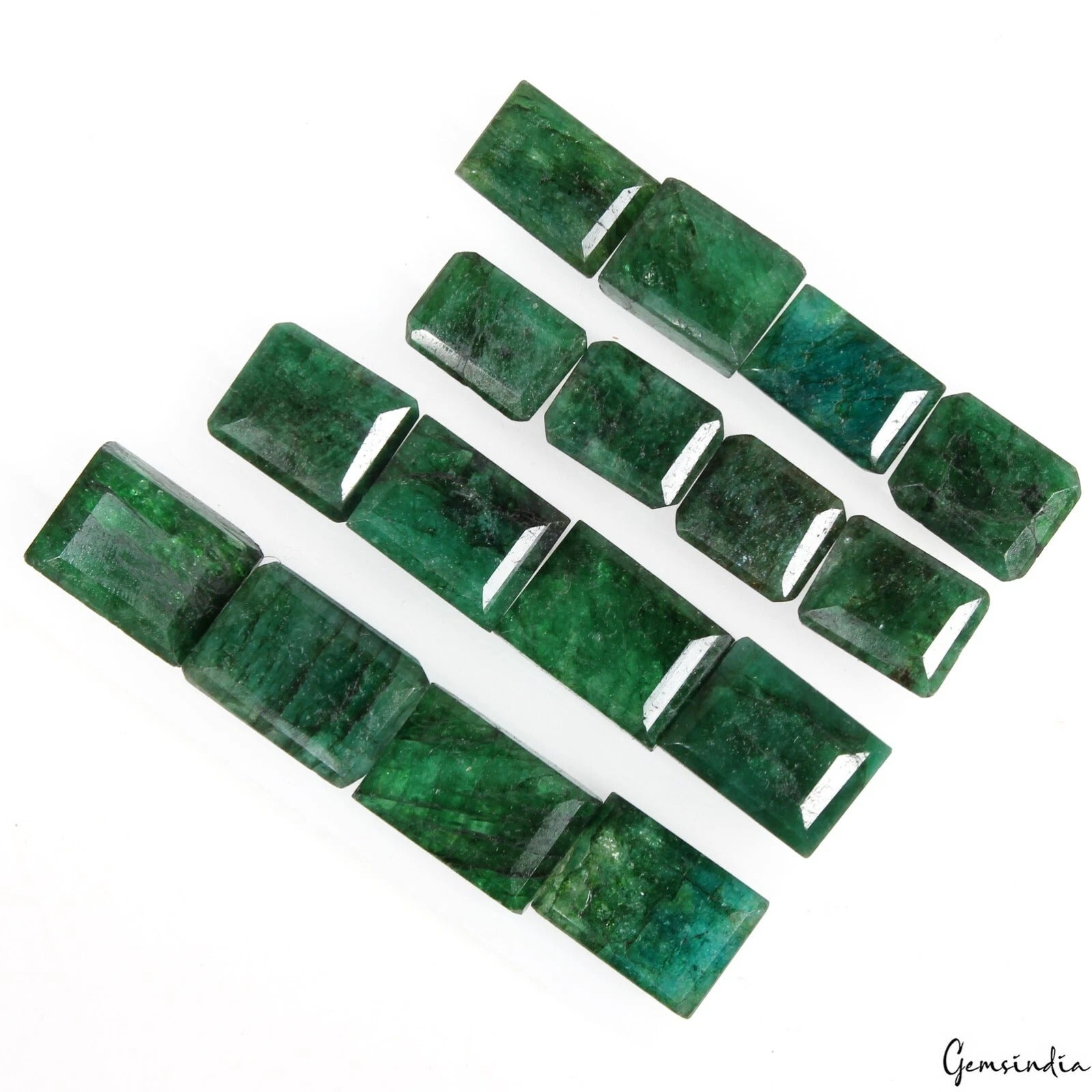 Emerald Lot, Loose Gemstone, Color Enhanced, Green — 16 Pieces, 13mm to 19mm, 290.00 Ct, Brazil