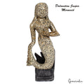 3.3 Kg Gorgeous Dalmation Jasper Mermaid Statue Handmade Figurine w Marble Stand