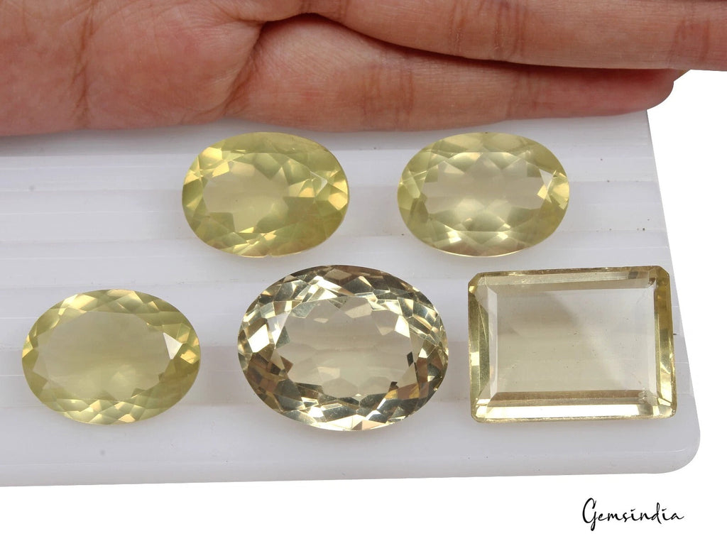 141.70Ct Natural Lemon Citrine Quartz Mix Cut 21-24mm Untreated Gemstones~ 5 Pcs