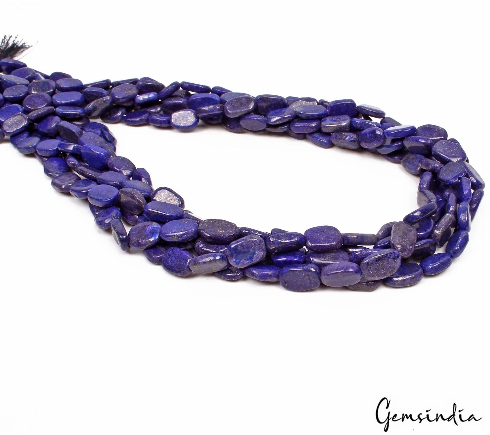 1070 Cts/5 Strands Natural Blue Lapis Lazuli Oval Cab Drill Bead Strand 22"Each
