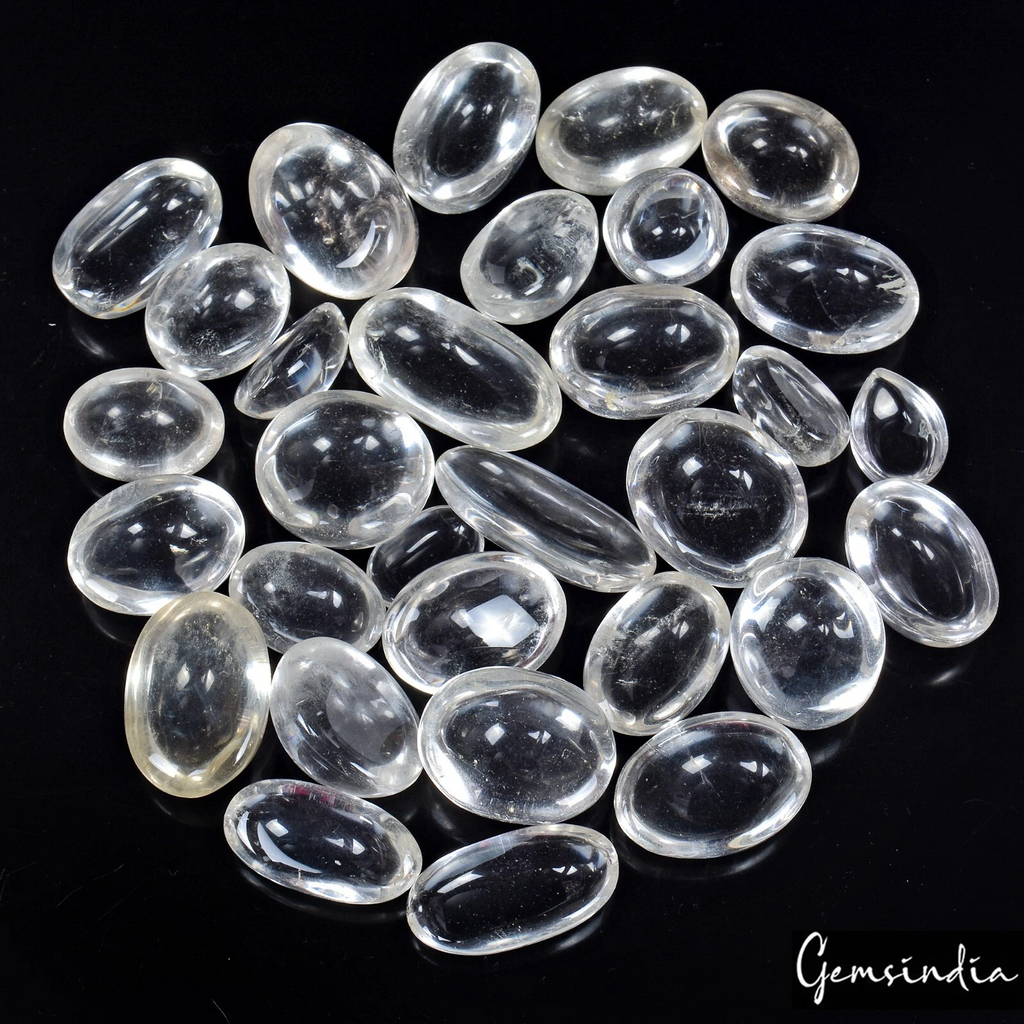 1500 Ct/31Pcs Natural Untreated White Crystal Quartz Mix Cab Loose Wholesale Gem