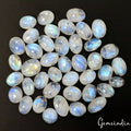 41 Pcs Natural Rainbow Moonstone 10-14mm Untreated Oval Cabochon Loose Gemstones