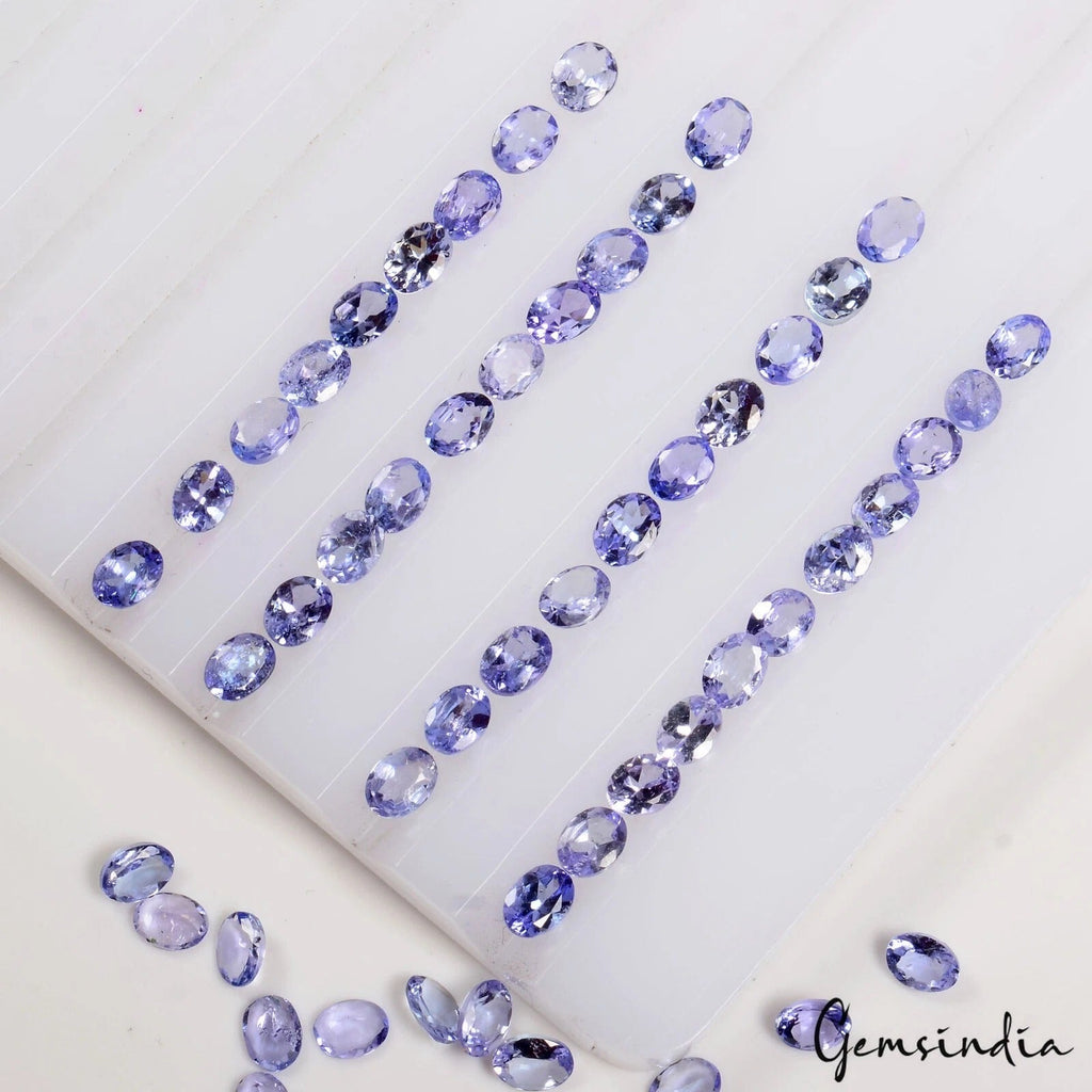 52Pcs Natural Untreated Tanzanite 4x3mm Oval Cut Sparkling Violet Blue Loose Gem