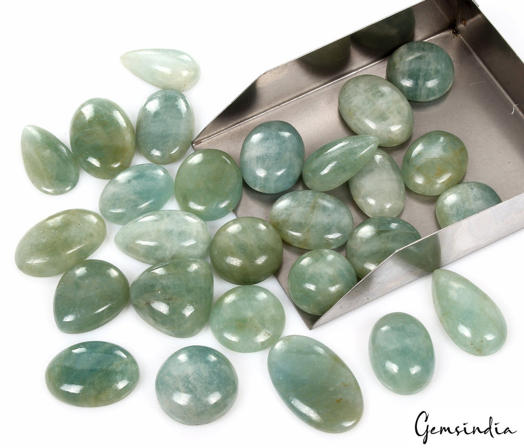 Natural 1400 Ct Green Blue Mix Aquamarine Cabochon Wholesale Lot Gemstone 27 Pcs