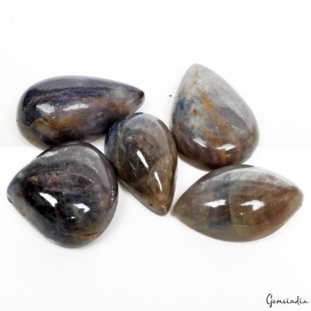 Untreated Blue Gray Sapphire 300Ct Mix Cabochon Loose 24-32mm Certified Gems Lot