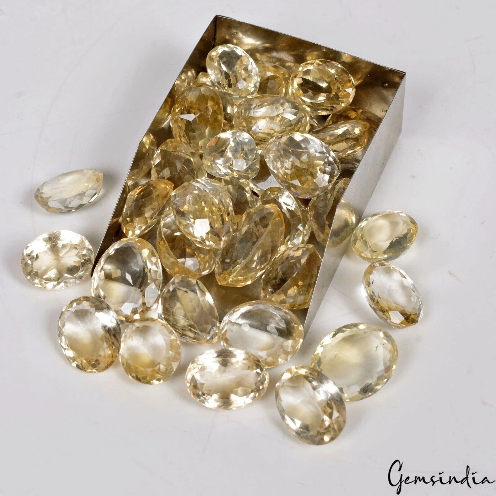 300 Ct Natural Untreated Yellow Citrine Oval Cut Loose Sparking Gemstones Lot