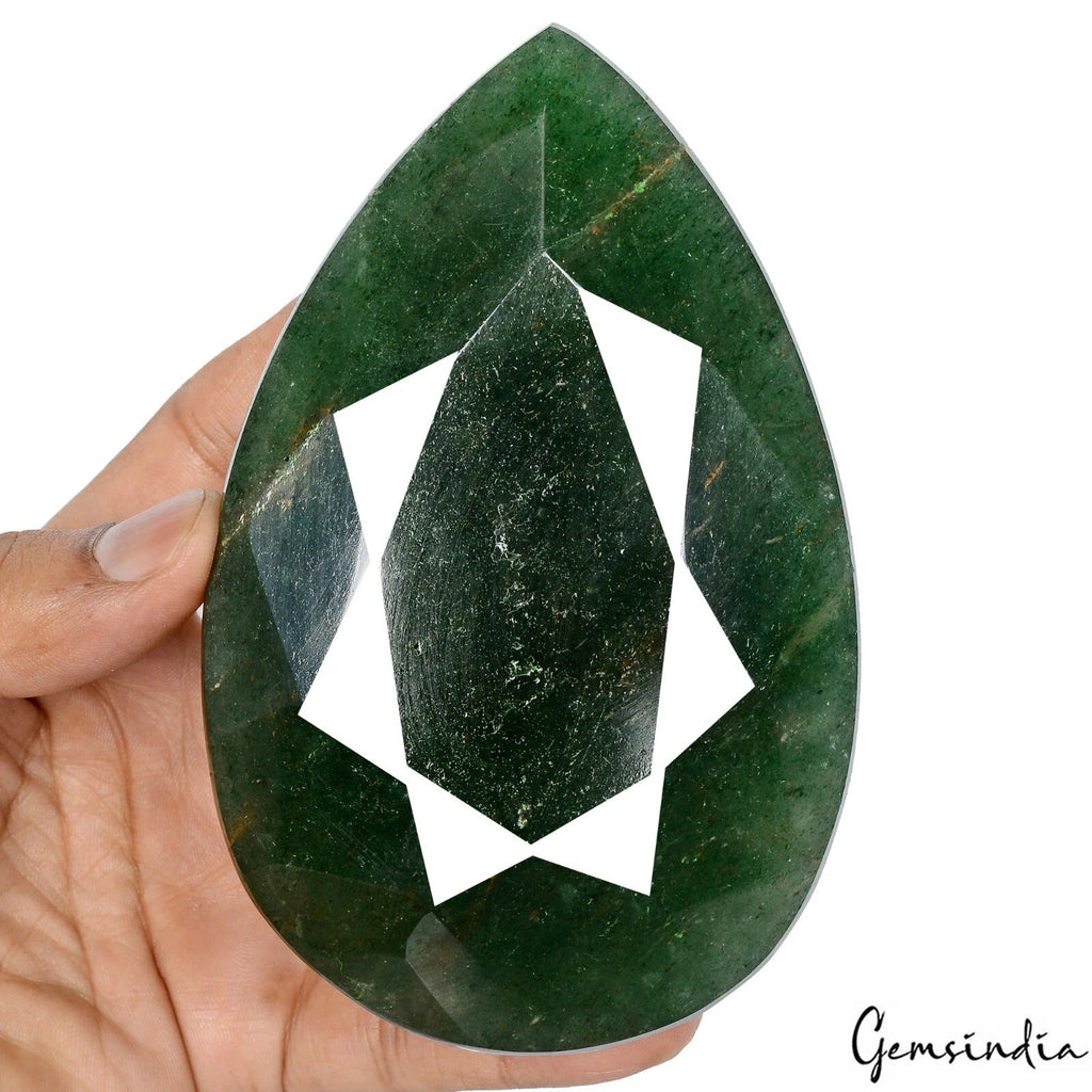3400 Ct Natural Green Strawberry Quartz Pear Cut Museum Size Loose Huge Gemstone