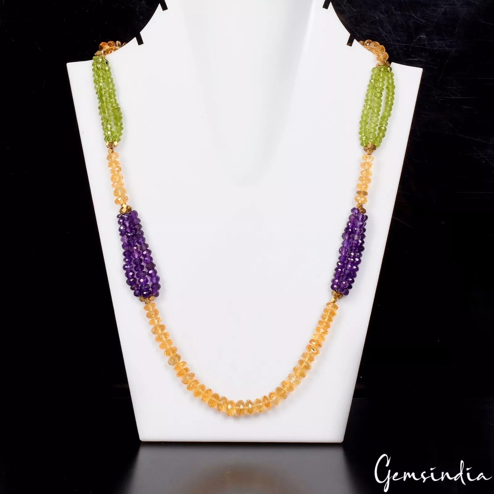 Citrine Necklace, Multi Color — 4mm to 8mm, 270 Ct