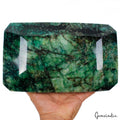 Large 6.7 Kg Natural Green Emerald Huge Octagon Cut Earth mined Gemstone W Stand