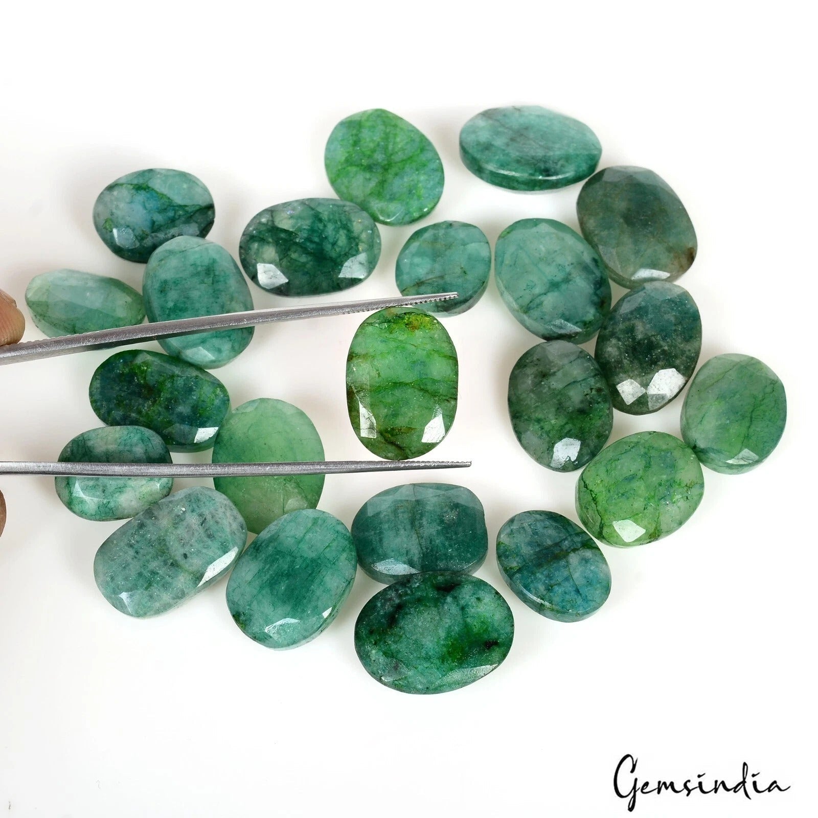 300 Ct Green Emerald Oval Cut Loose Faceted Natural Gemstones From Brazil~ 22 Pc