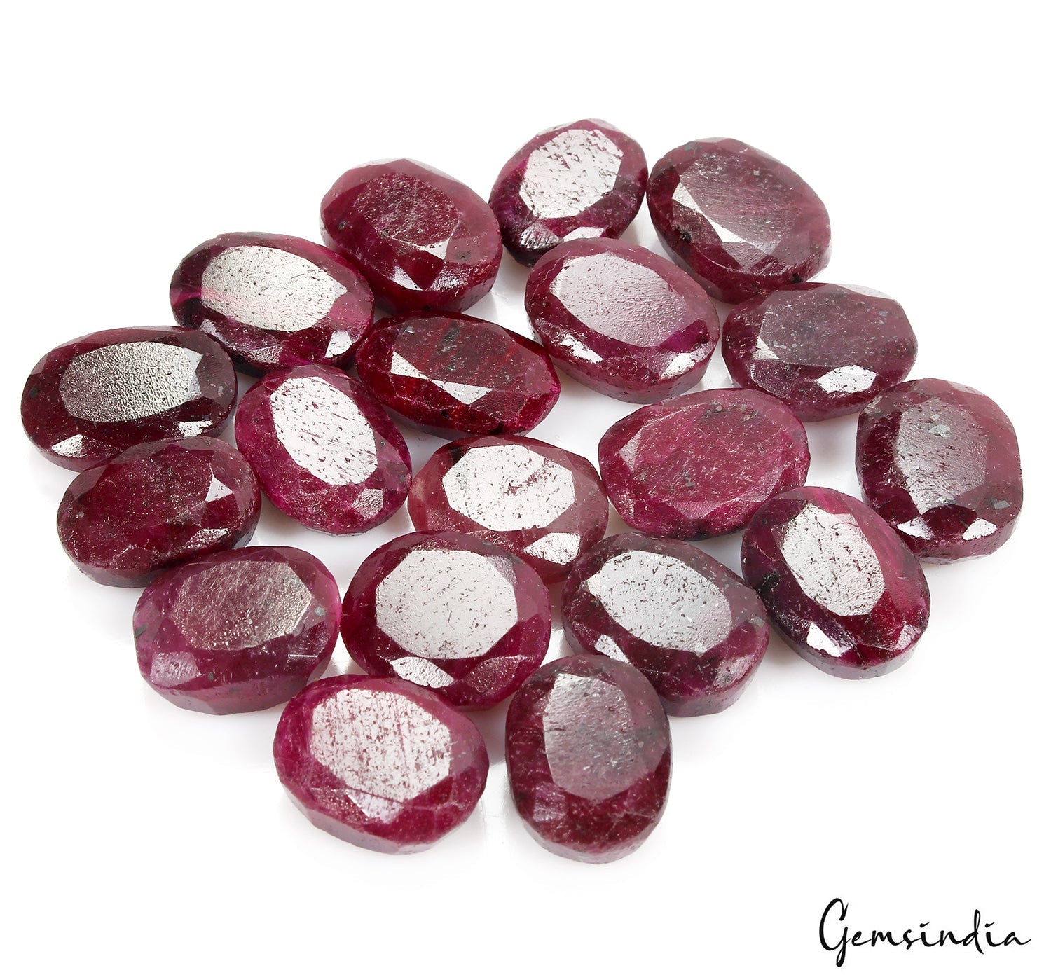 500 Cts/19 Pcs Natural Dark Red Ruby Oval Faceted Loose Gems Lot For Jewelry