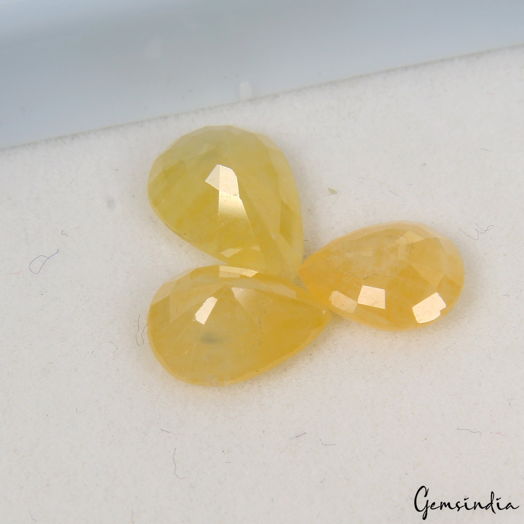 7.80 Ct Natural Untreated Ceylon Yellow Sapphire Pear Cut Loose Gemstones~3 Pcs