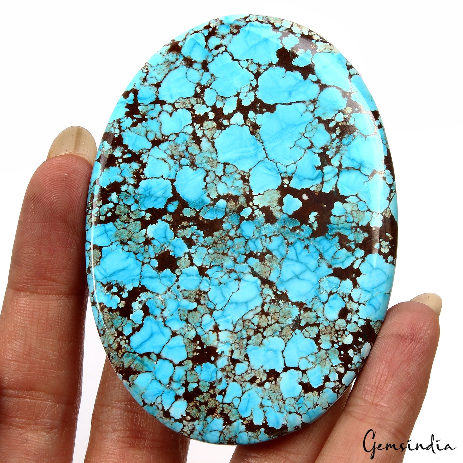 270 Ct Blue Spiderweb Turquoise Oval Cabochon Arizona Loose Huge Gems From US