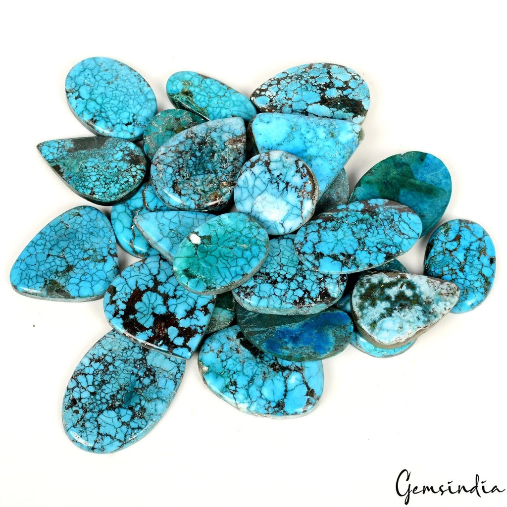 750 Cts/25 Pcs Natural Blue Spiderweb Turquoise Mix Cab Loose Wholesale Gems Lot