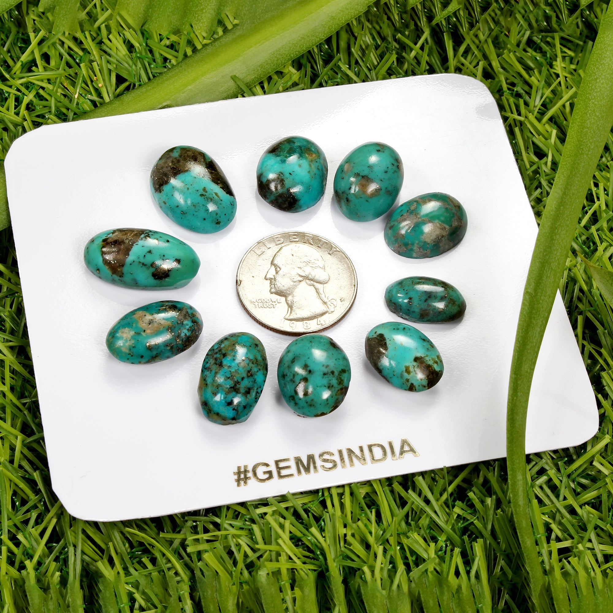 10 Pcs Natural Untreated Blue Turquoise 16-23mm Oval Cabochon Gemstones~129 Cts