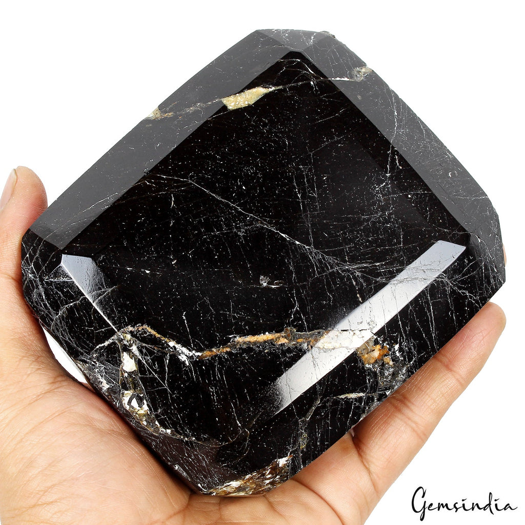 1.5 Kg Natural Black Tourmaline Collectors' Grade Untreated Emerald Cut Gemstone