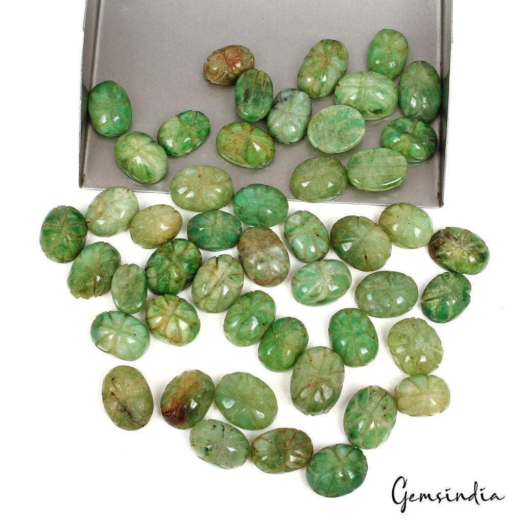 Brazilian Emerald Lot, Loose Gemstone, Color Enhanced, Green — 48 Pieces, 12mm to 16mm, 390 Ct, Brazil