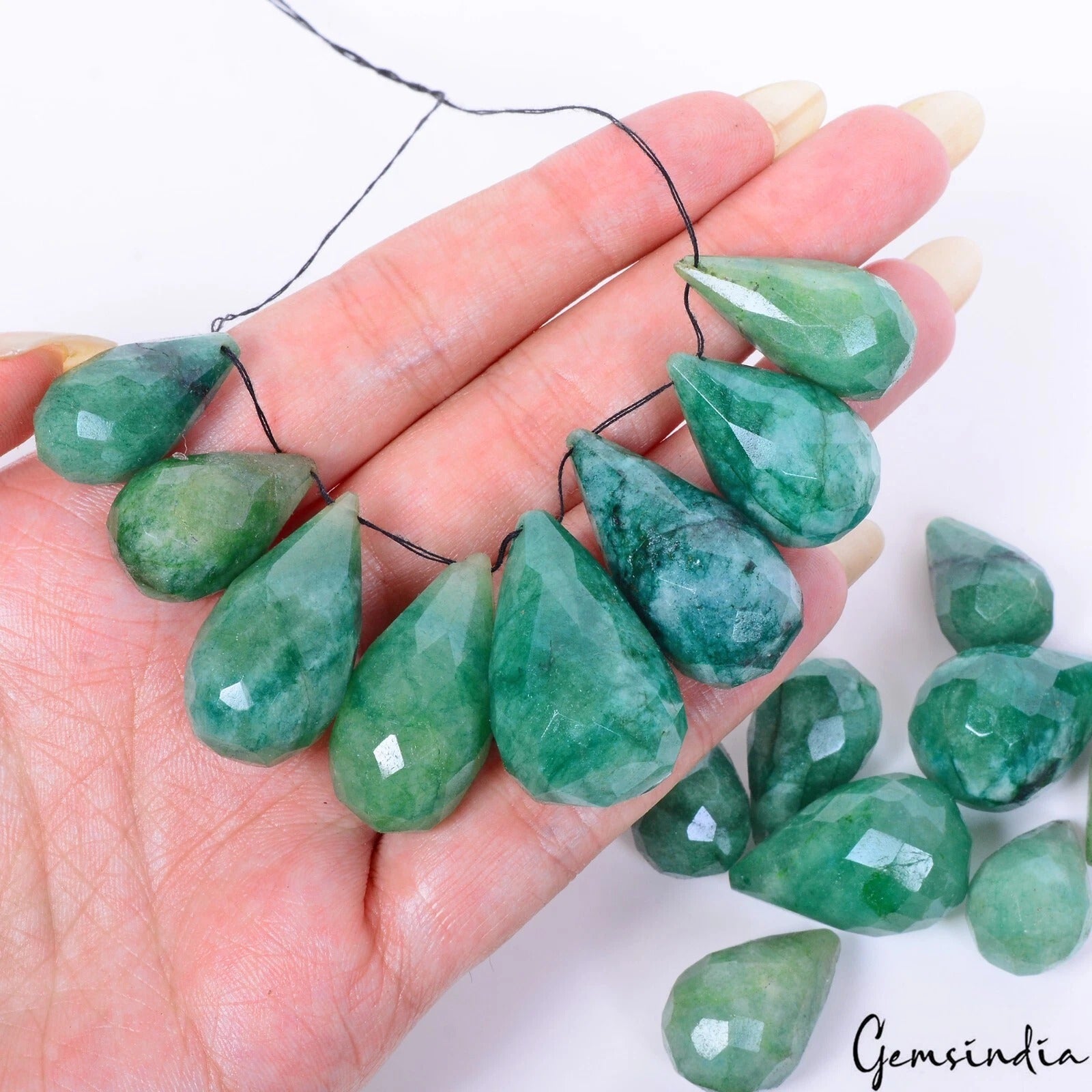 Emerald Beaded Strand, Color Enhanced, Green — 18mm to 29mm, 690 Ct, Brazil
