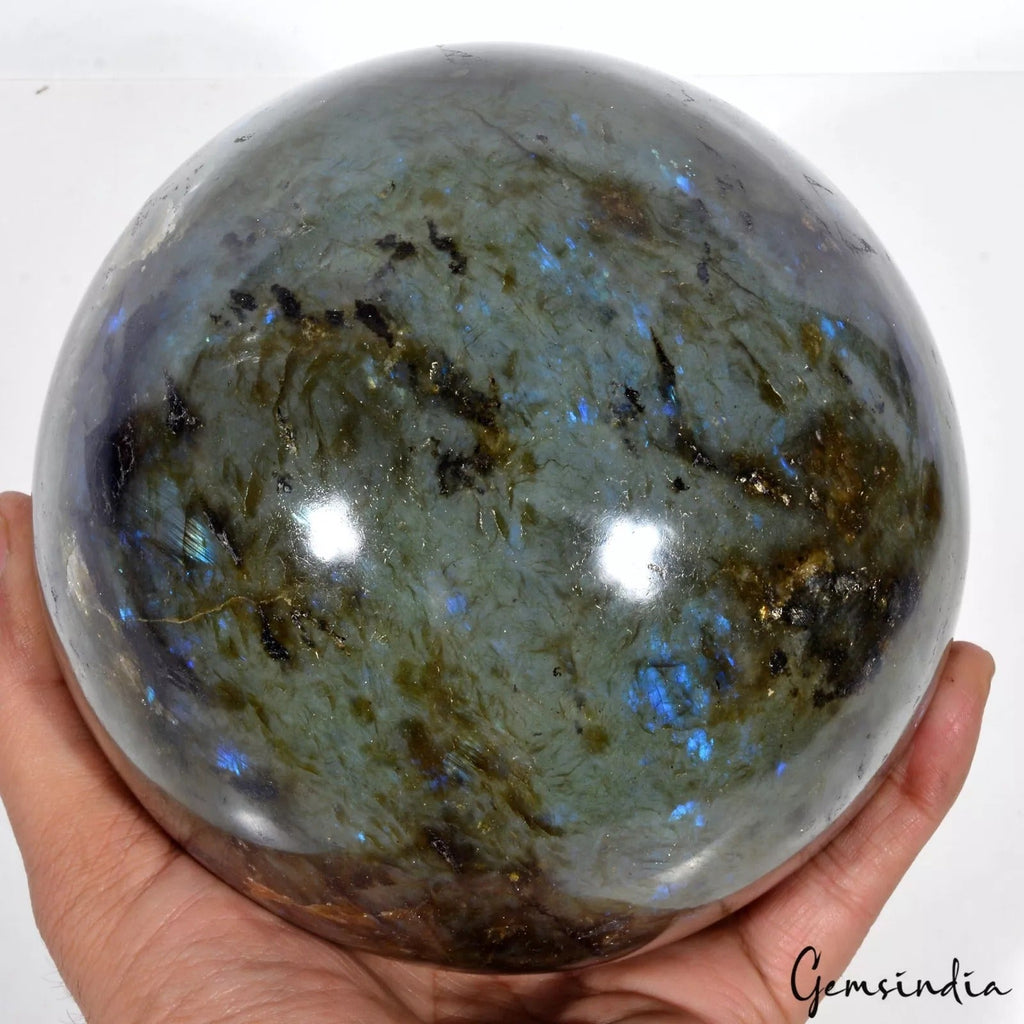 Natural Labradorite 4.17 Kilo Crystal Healing Mineral Gemstone Sphere With Stand