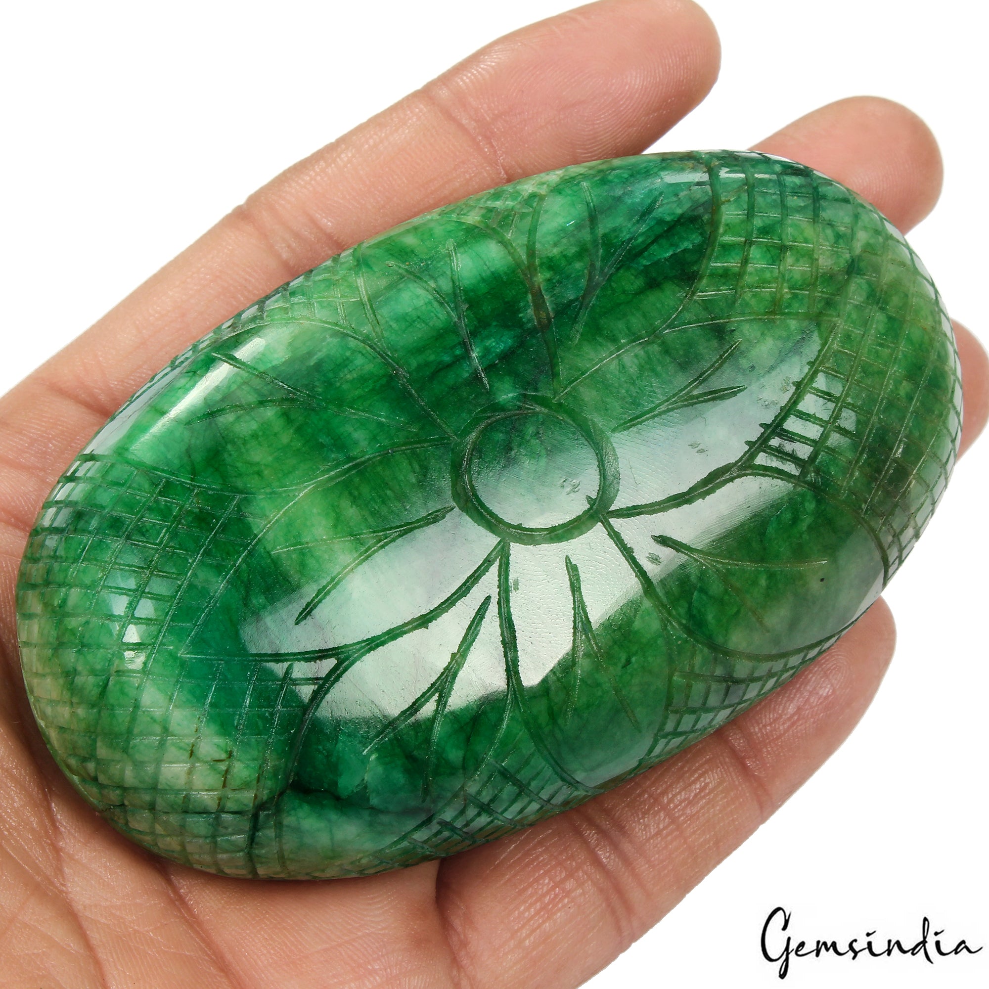 1580 Ct Natural Green Emerald Hand Carved Floral Design Loose Museum Size Gems