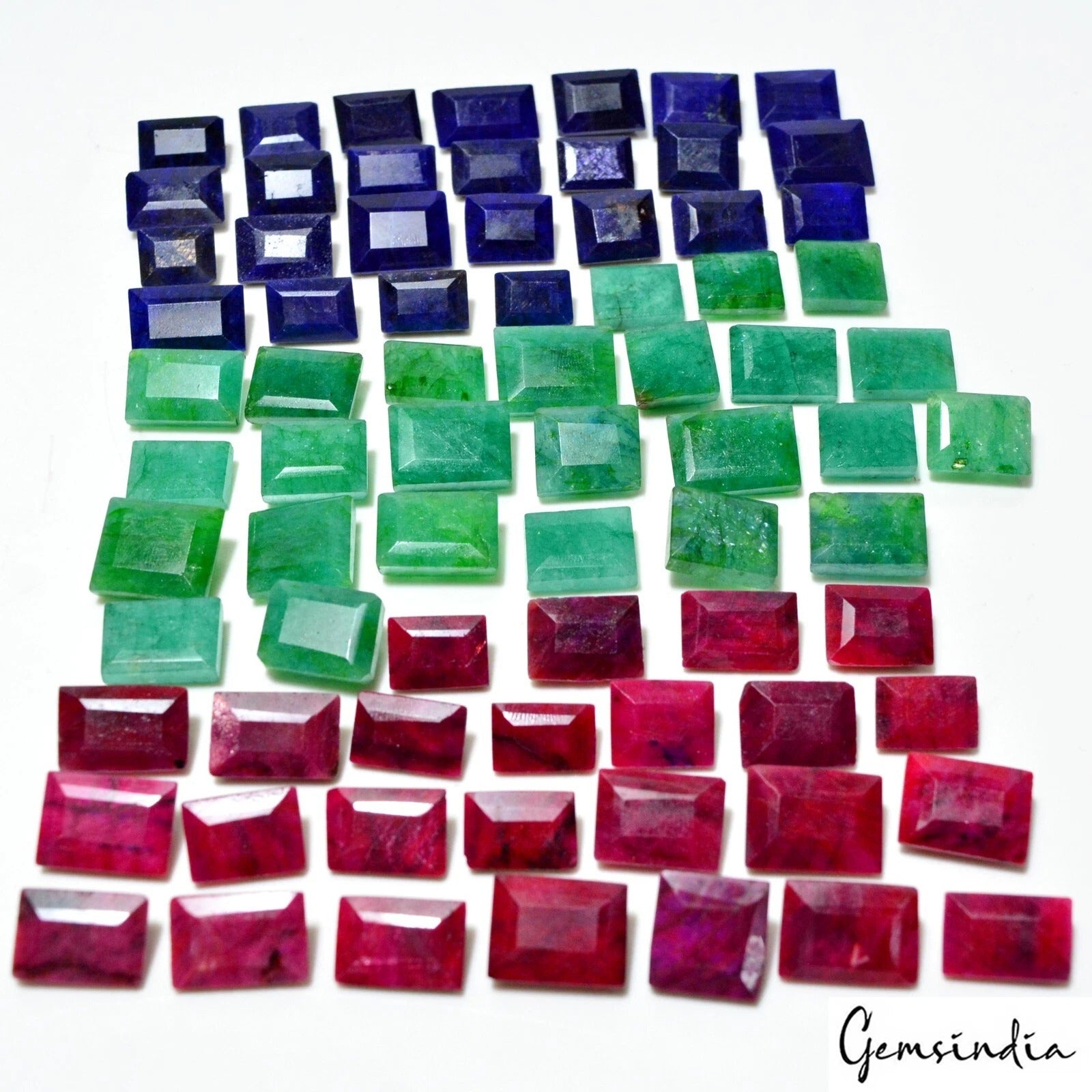 Certified 960 Cts/75 Pcs Natural Multi Color Emerald Ruby Sapphire Mix Cut Gems