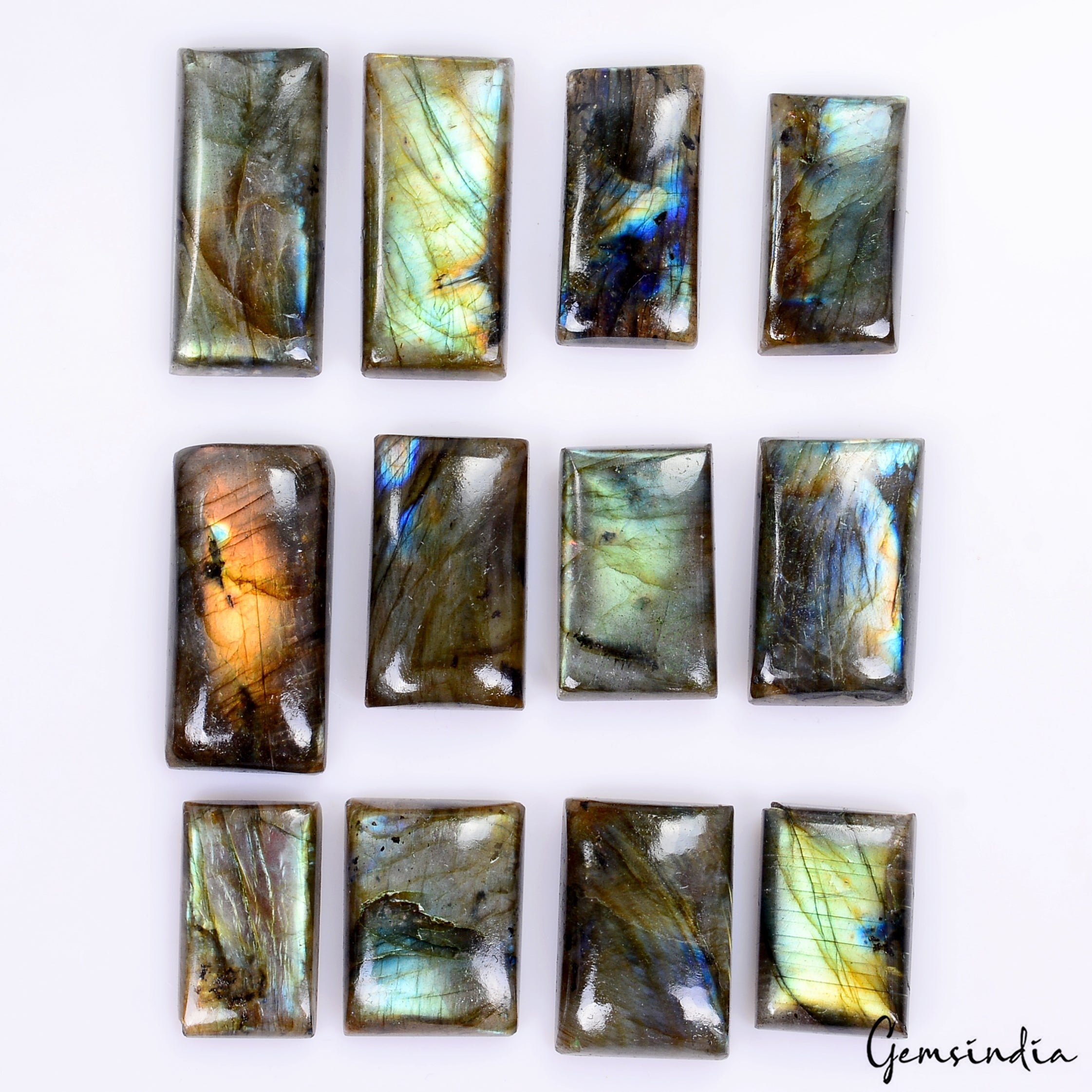 580 Ct Natural Untreated Spectrolite Labradorite Rectangle Cabochon Loose Gems