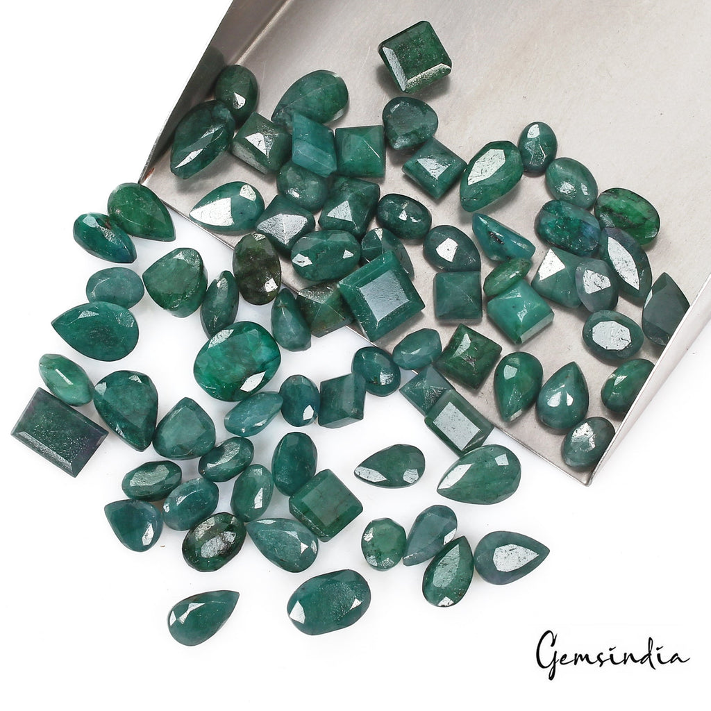 230 Ct/75 Pcs Natural Brazilian Dark Green Emerald Mix Cut Loose Gem For Jewelry