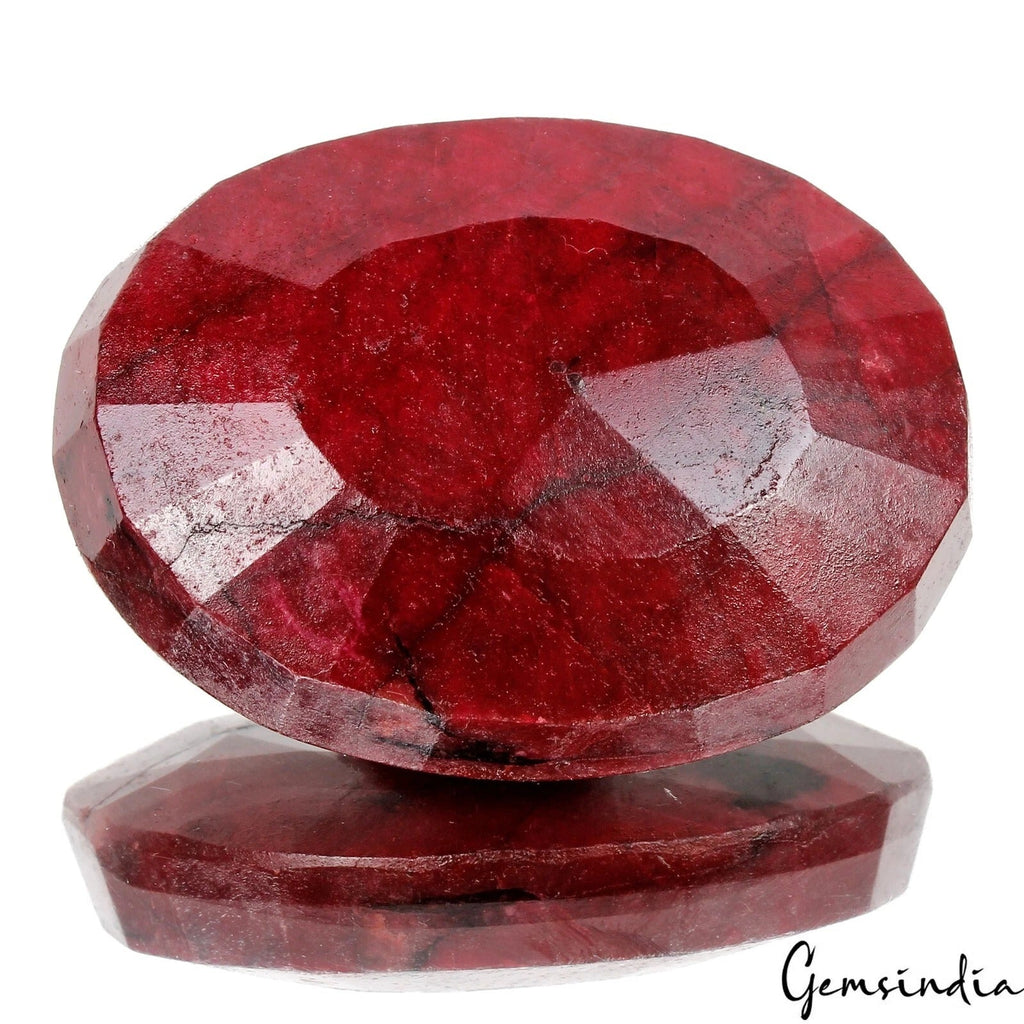 300 Cts Natural Blood Red Ruby Oval Faceted Cut Earth Mined Loose Huge Size Gem