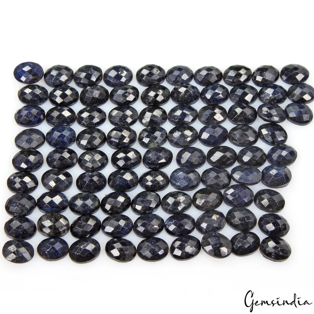 84 Pcs Natural Blue Sapphire Oval 8x6mm Checker Cut Jewelry Gemstones ~142.10 Ct