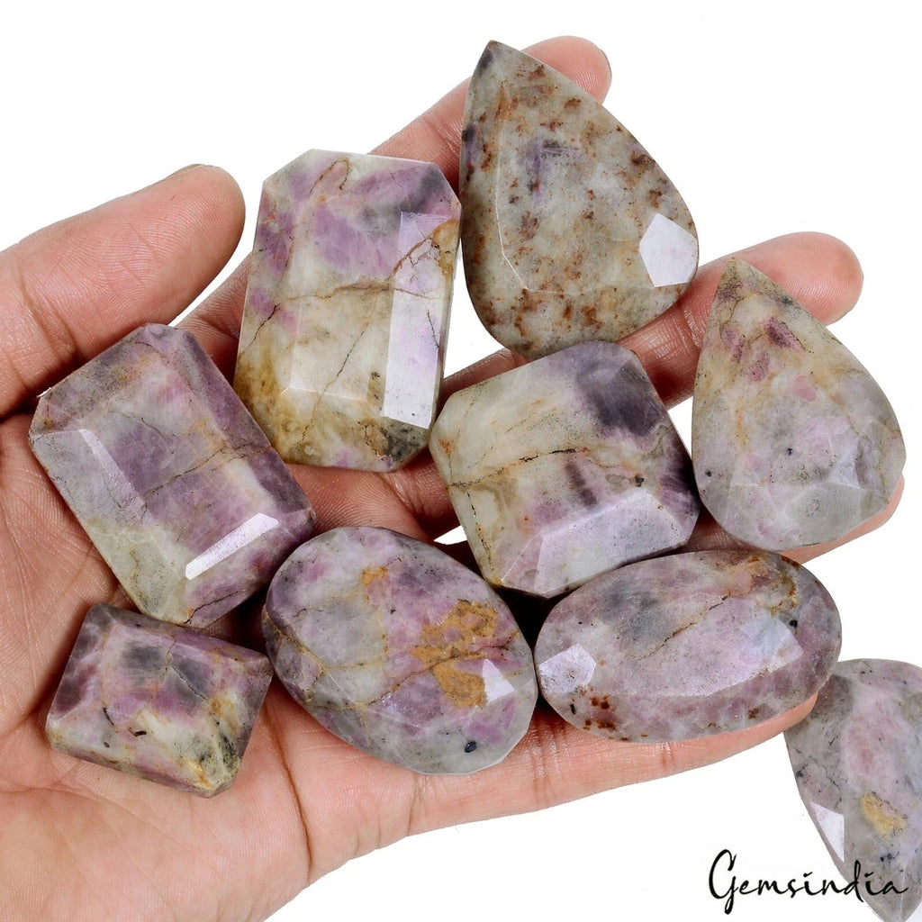 1950 Ct/9 Pcs Natural Untreated Bi-Color Ruby in Crystal Matrix Mix Cut Gems Lot