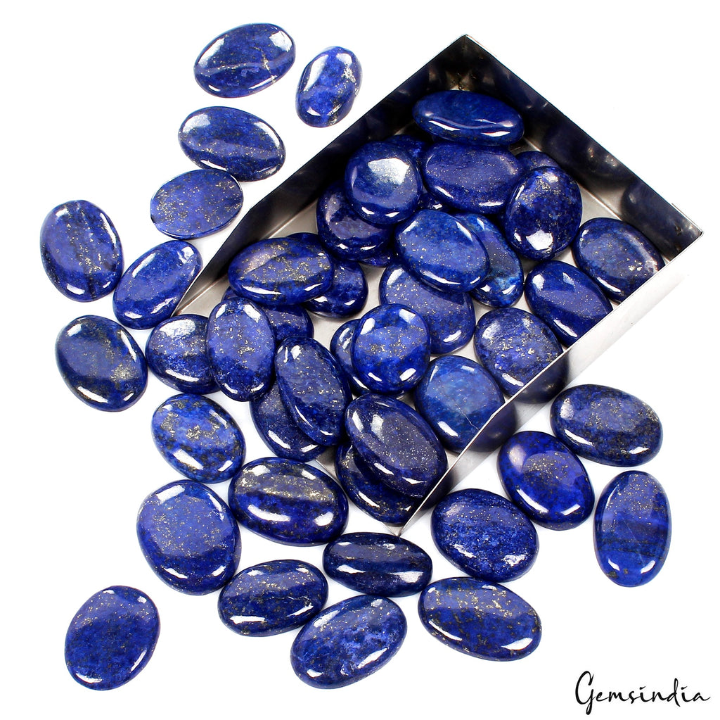 1600 Cts/46 Pcs Natural Blue Lapis Lazuli Gold Flecks Oval Loose Wholesale Gems