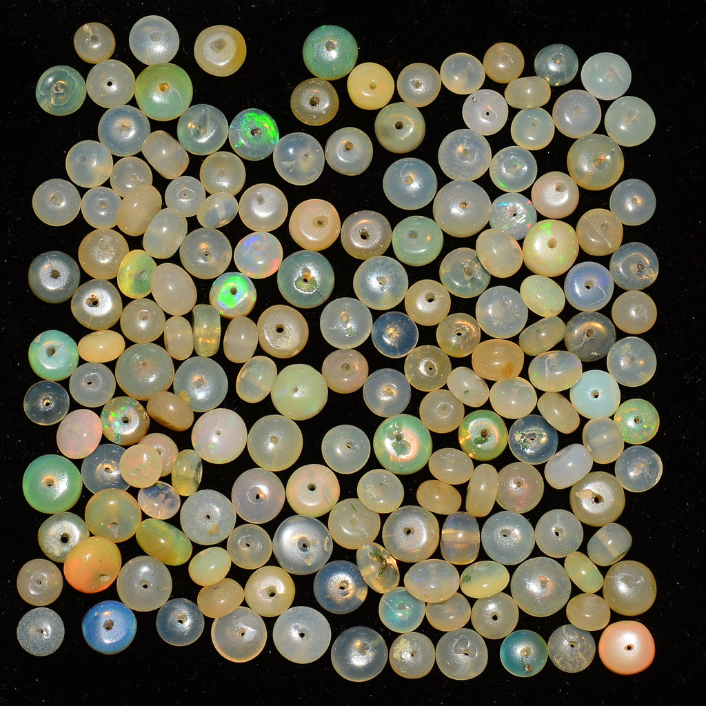 3mm-5mm Natural Ethiopian Multi Fire Opal Smooth roundel beads Gemstone~163 Pcs