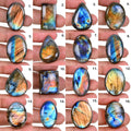740 Ct Natural Blue Purple Multi Fire Mix Cabochon Labradorite Gemstones ~16 Pcs