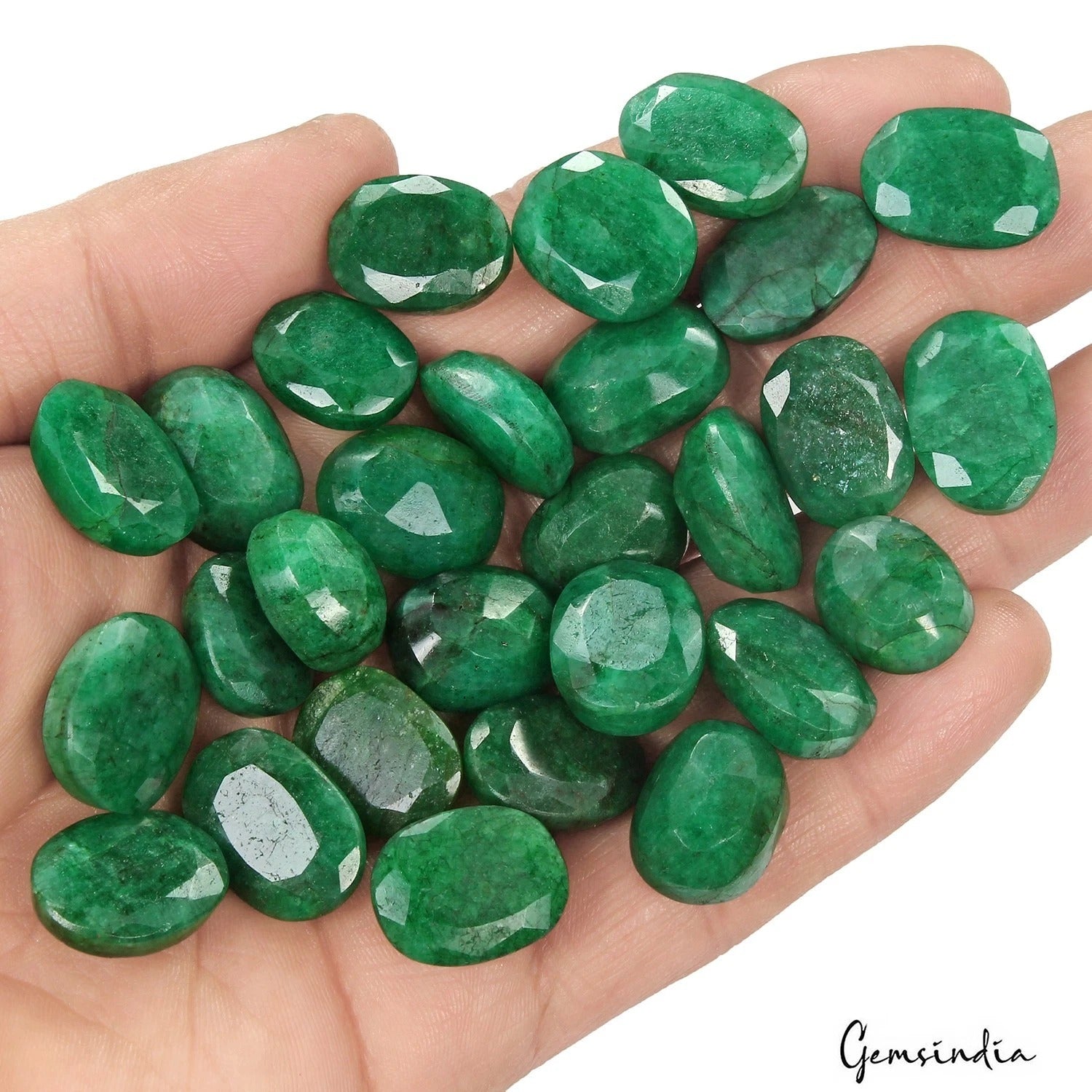 500 Ct Natural Finest Green Emerald Oval Cut Faceted Loose Wholesale Gems Lot 28