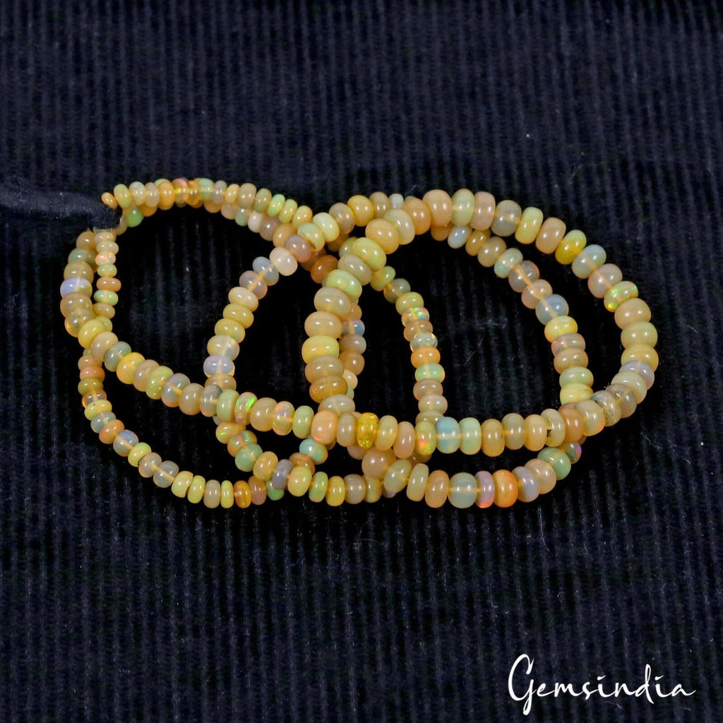 48.70Ct Natural Untreated Ethiopian Multi Shine Opal Round DrIll Bead Strand 20"