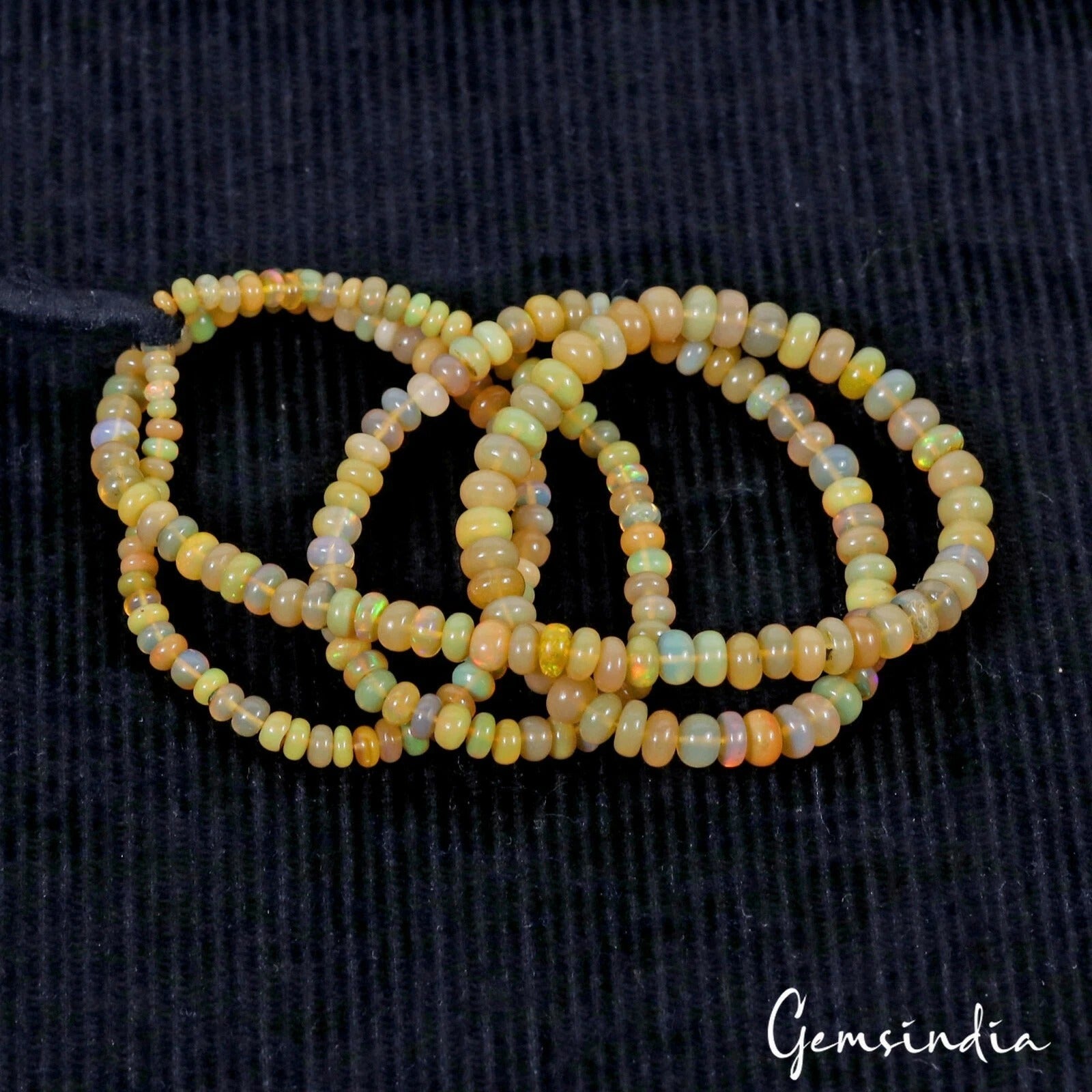 48.70Ct Natural Untreated Ethiopian Multi Shine Opal Round DrIll Bead Strand 20"