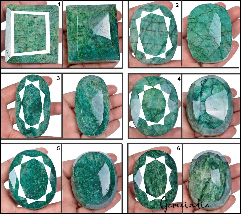Emerald Lot, Loose Gemstone, Color Enhanced, Green — 6 Pieces, 57mm to 79mm, 5810 Ct, Brazil