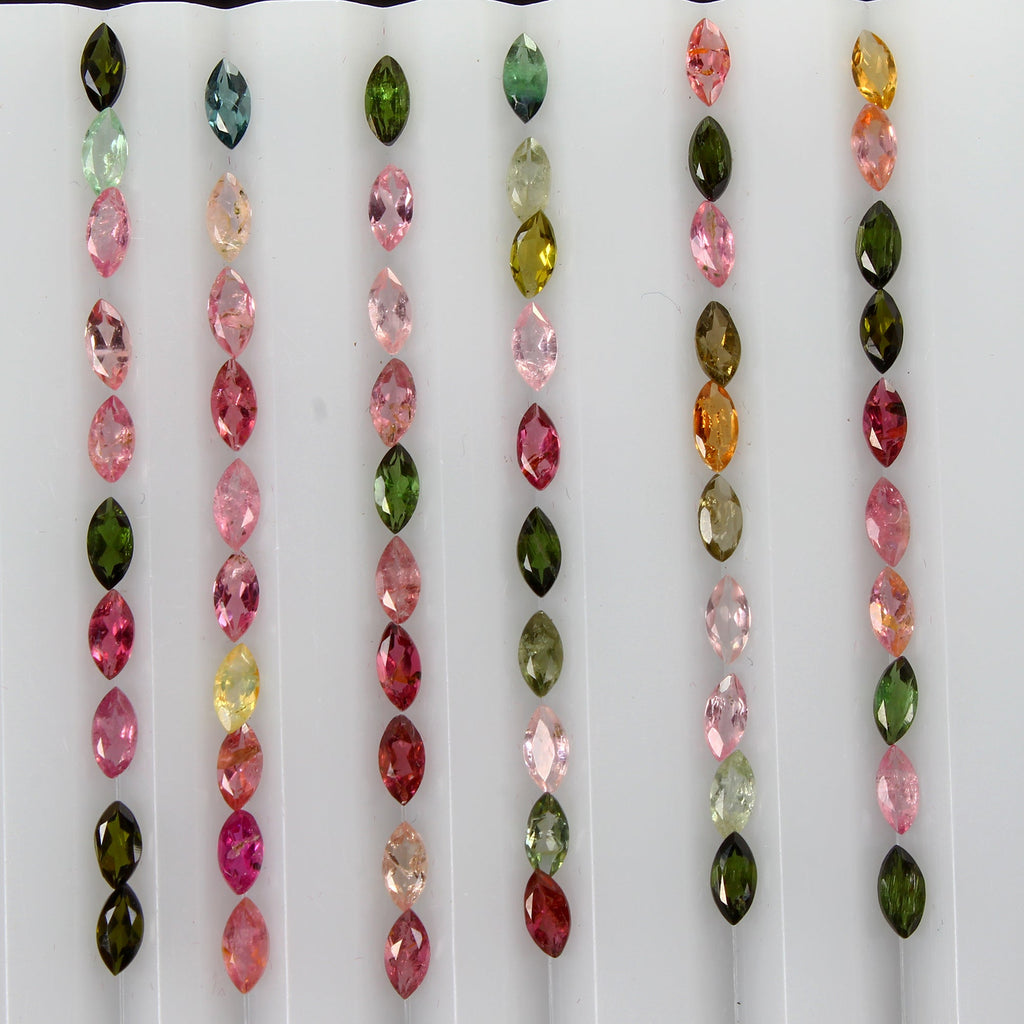102 Pcs Natural Tourmaline 5x2.5mm Marquise Cut Multi Color Loose Gemstones Lot