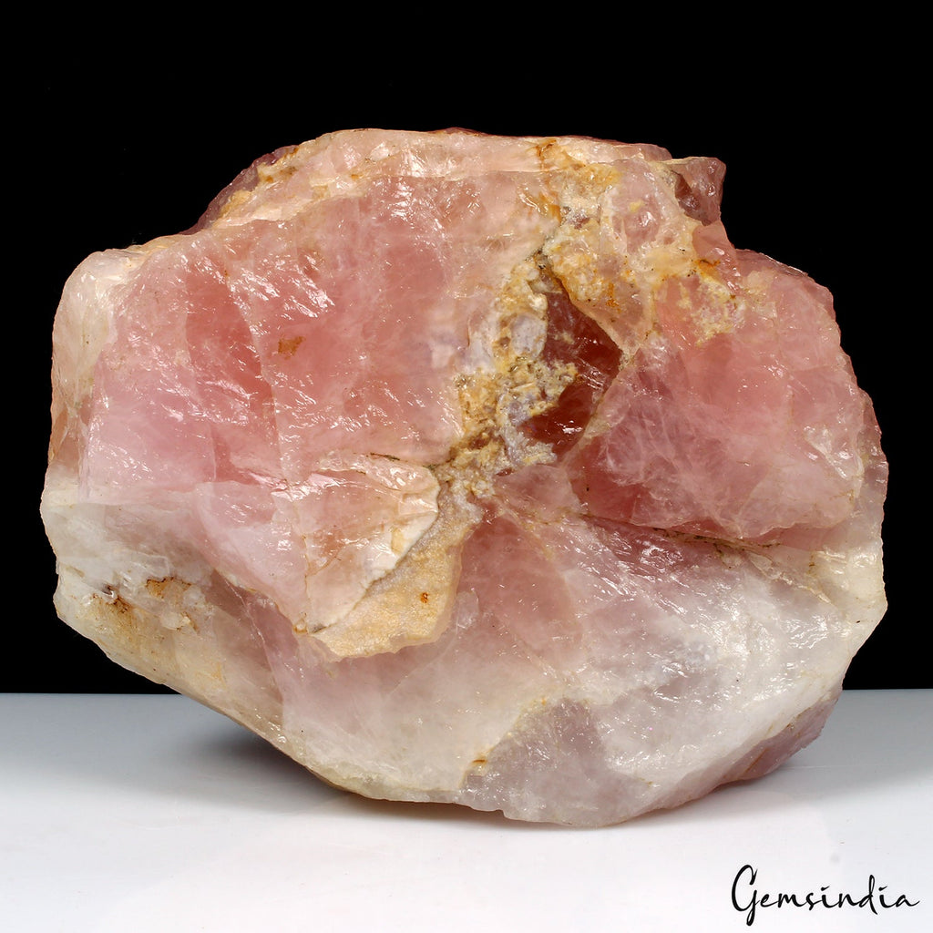 1.9 Kilo Natural Pink Rose Quartz Big Raw Healing Stone Geode w/ Polished Back