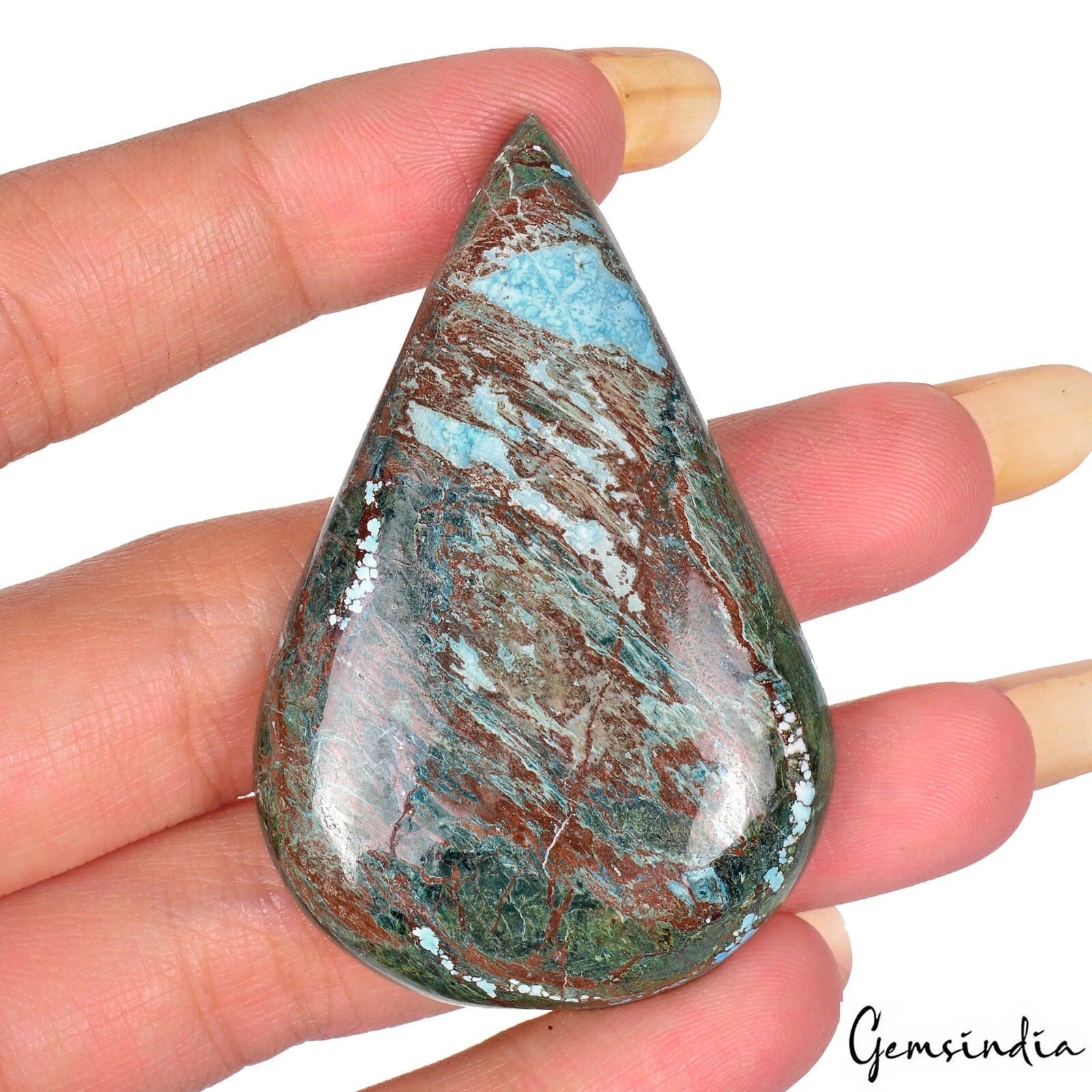 121.20 Ct Natural Blue Spiderweb Turquoise Pear Cabochon Arizona Loose Gemstone