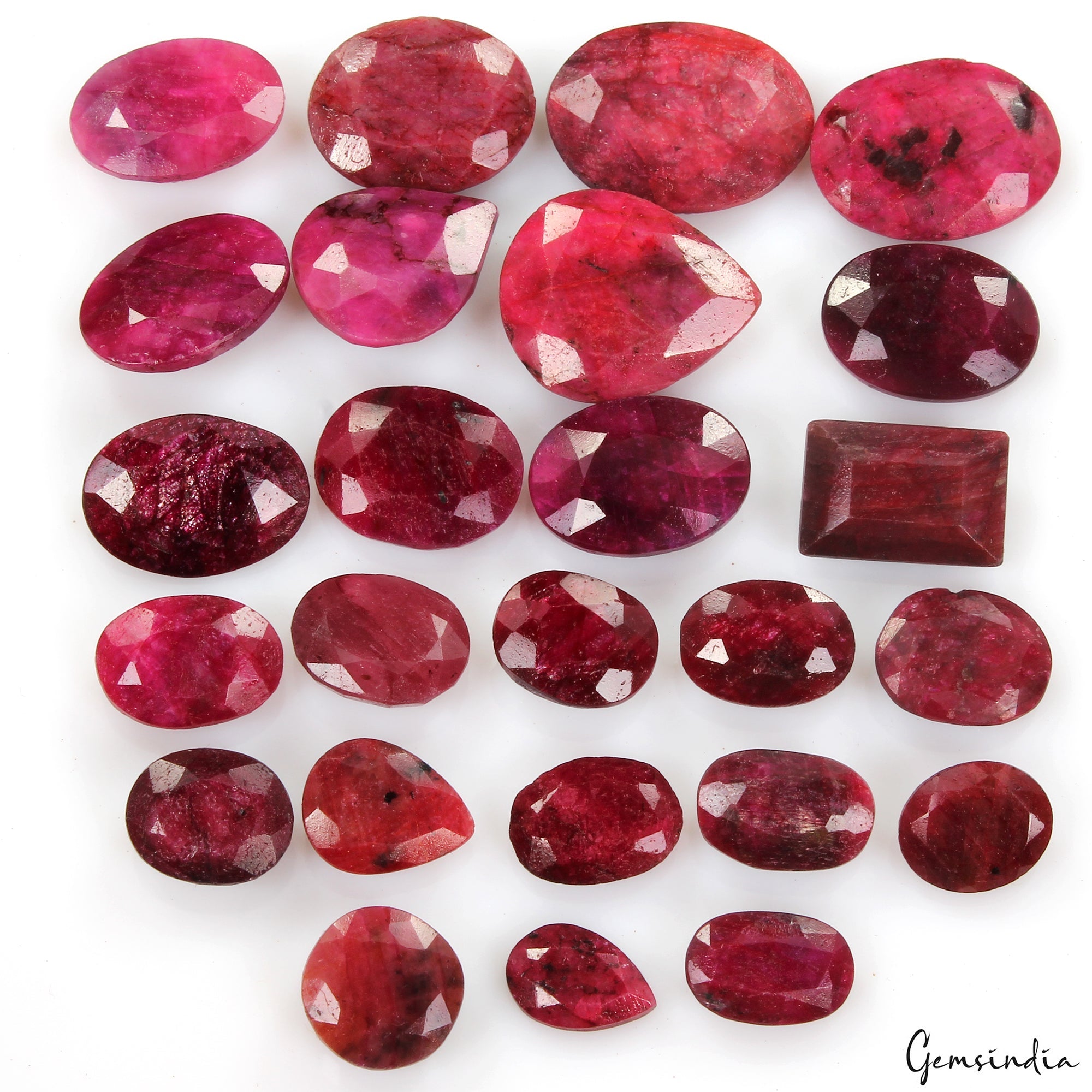 300 Cts/25 Pcs Natural Red Ruby Mixed Cut Loose Faceted 12-23mm Jewelry Gems Lot