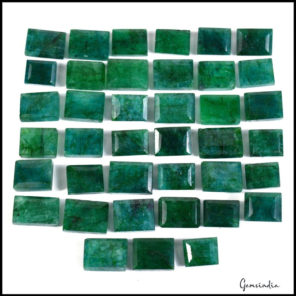 580 Cts/39 Pcs Natural Fine Green Emerald 13mm-16mm Baguette Cut Loose Gems Lot