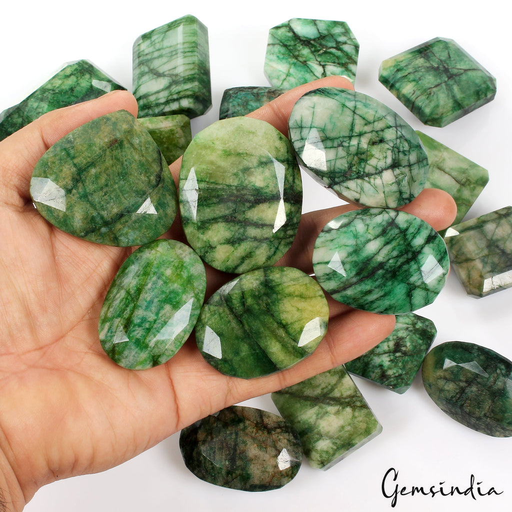 5000 Ct Natural Green Emerald From Brazil Loose 33-57mm Mix Cut Gemstones Lot